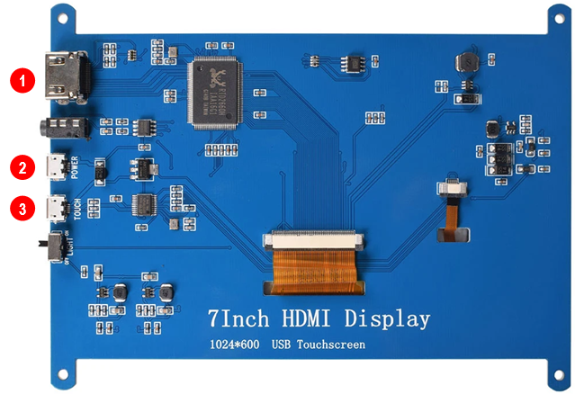 Connectors on 7-inch HDMI display