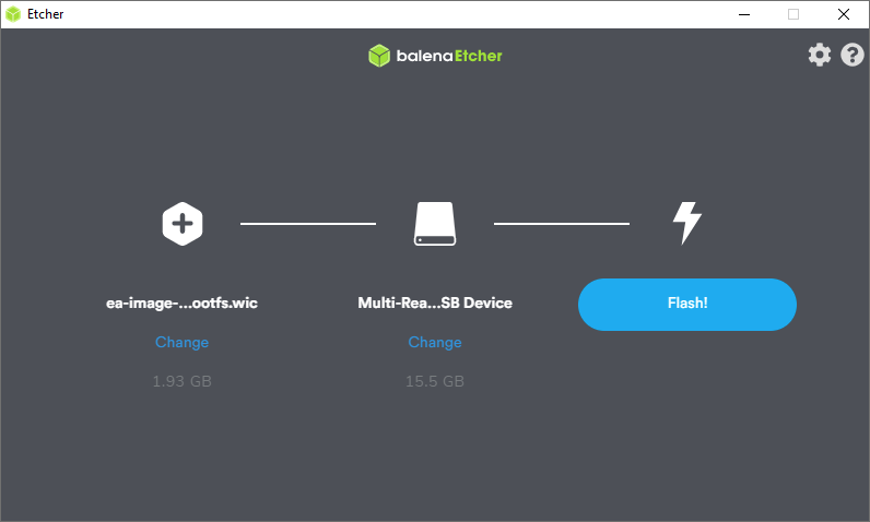 Balena Etcher Flash Screen