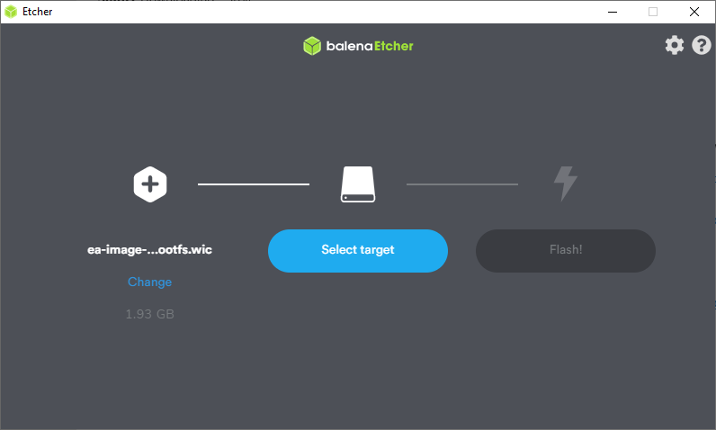 Balena Etcher Select Target Screen