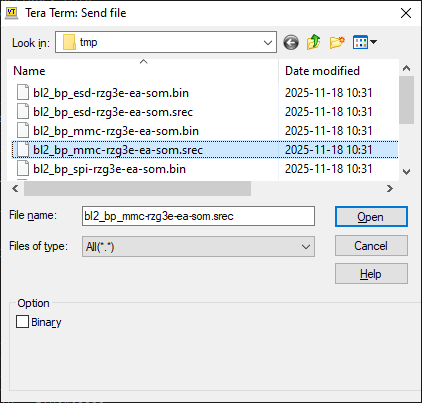 TeraTerm Send File Dialog