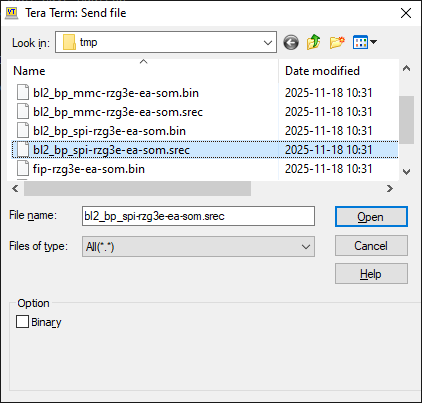 TeraTerm Send File Dialog