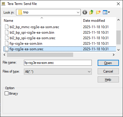 TeraTerm Send File Dialog