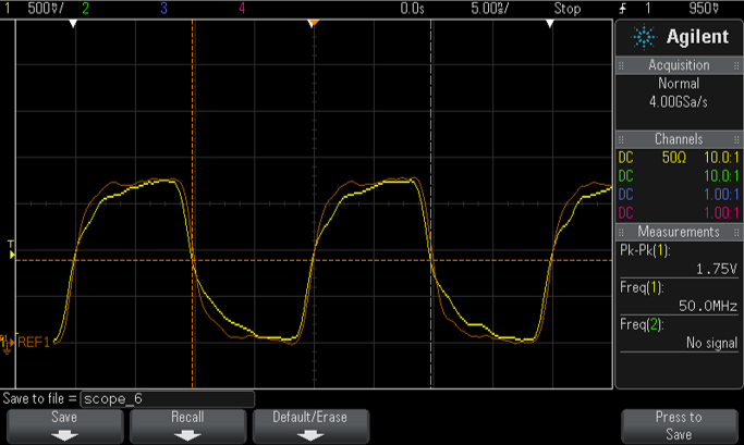 50 MHz SDIO_CLK with optimized and slightly low drive strength