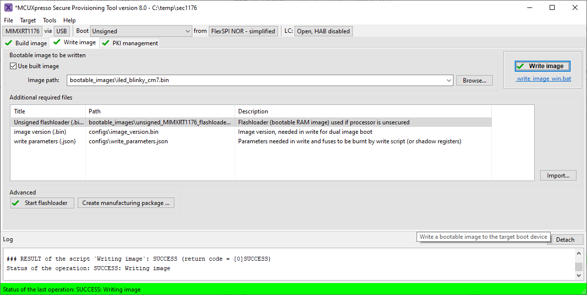 Secure Provisioning - Write image