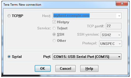 Tera Term - New connection Window