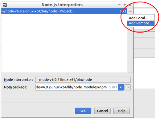 WebStorm - Add remote interpreter