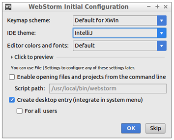 WebStorm - Initial configuration