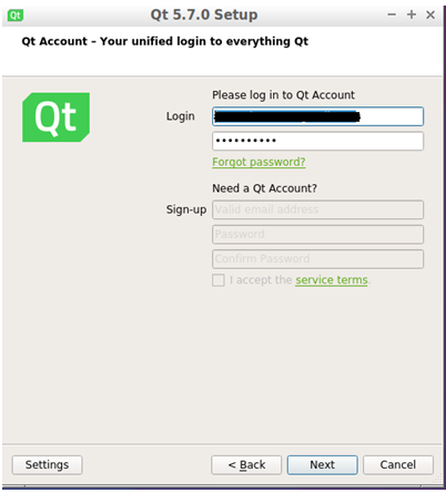 Log in to a Qt account
