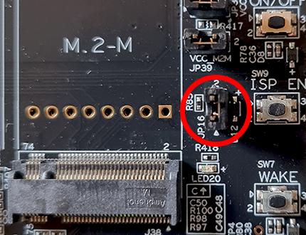 JP16 jumper (closed state) on SOM Carrier Board
