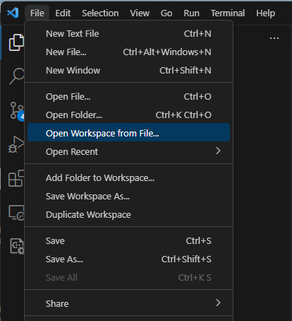 VS Code - Open Workspace from file